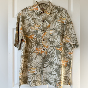Caribbean Silk Tropical Shirt Short-Sleeved Large‎